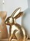Golden Bunny Figurines, Wooden Bunny Decor, Small Easter Rabbit Statue Set of 2, Vintage Easter Decorations, Bunny Decorations for Home, Spring Decor, Gift